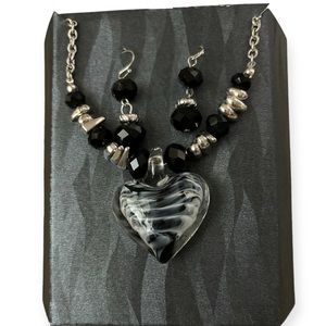 Heart Pendant Necklace & Earring Set